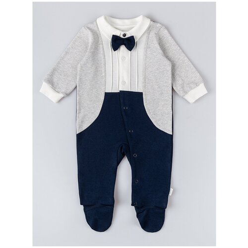 фото 1553-2 комбинезон "джентльмен", 68 молочный+синий leo