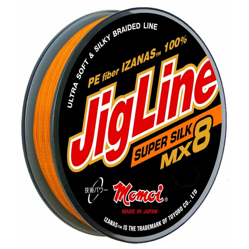 Плетеный шнур Jigline MX8 Super Silk 100 м, 0,14 мм, оранжевый