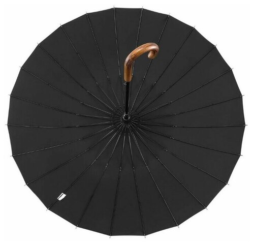 Зонт-трость Diniya, полуавтомат, купол 120 см, 24 спиц, деревянная ручка, черный