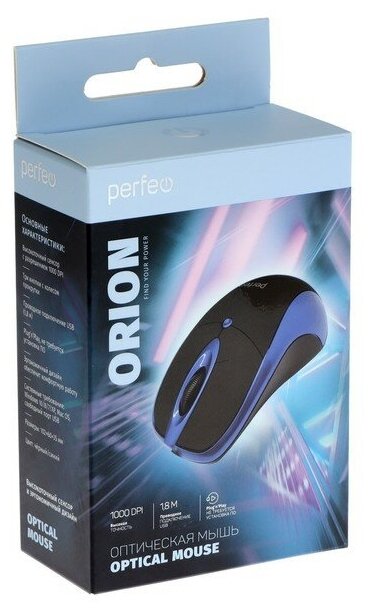 Мышь оптическая Perfeo "ORION" 3 кн USB чёрн/син