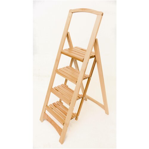 Стремянка деревянная с широкими ступенями Hoz-Block Микки 4 ступени Светлая (арт. СДМ-4С)