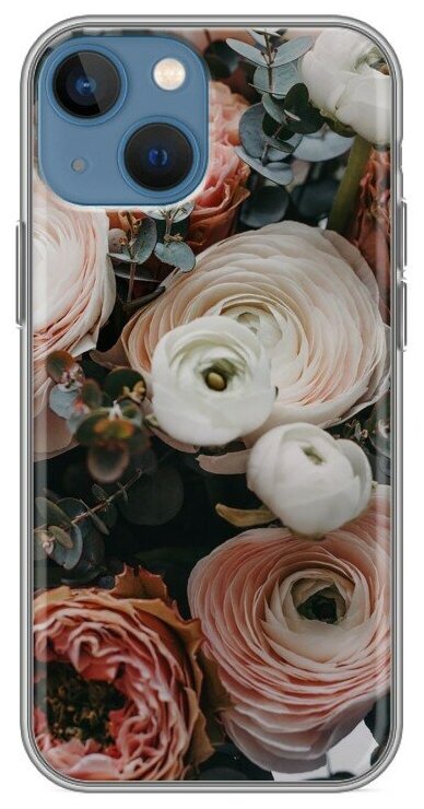 Дизайнерский силиконовый чехол для Айфон 13 мини / Iphone 13 Mini Цветы