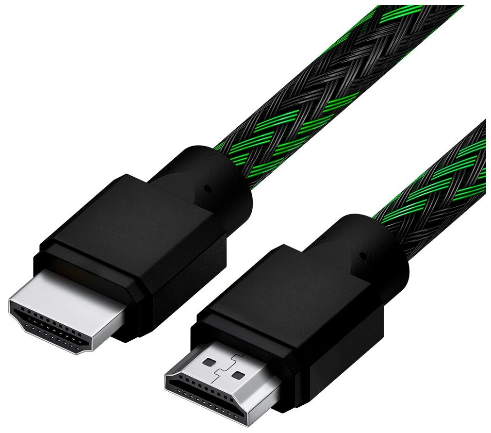 фото Кабель HDMI v2.0 для PS4 Xbox One AppleTV монитора 4K Ultra HD 18.0 Гбит (4PH-HM481), черный; зеленый, 0.3м