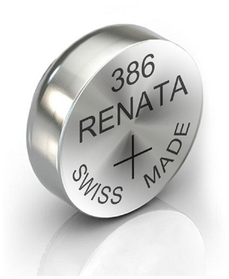 Дисковый элемент питания тип 386 на 1,55В - SR43W 386 (RENATA) (код заказа 16285 И)