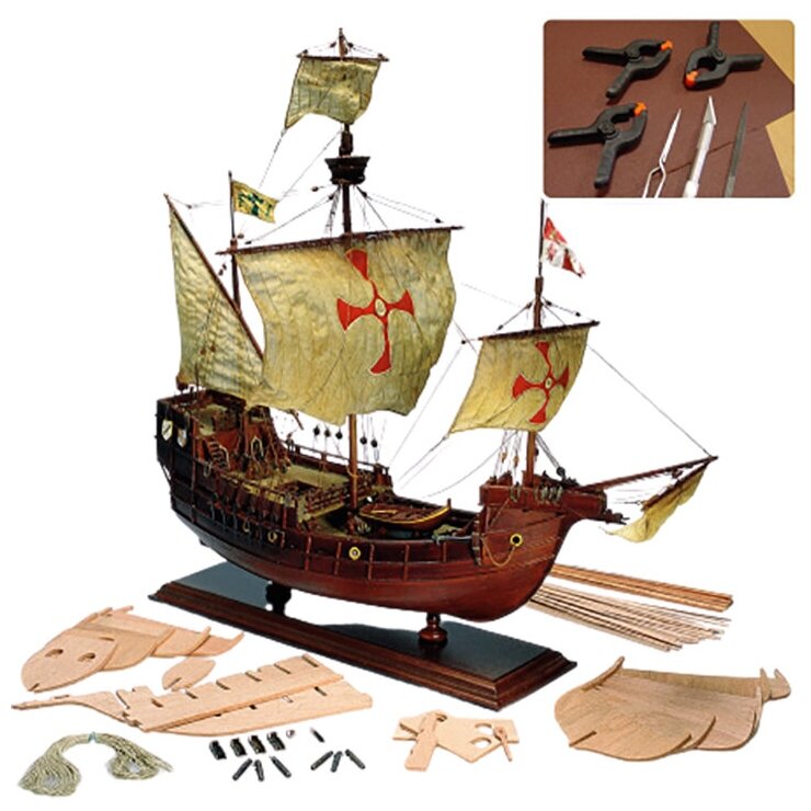 Сборная модель корабля от Amati (Италия), Santa Maria (плюс инструменты), М.1:65