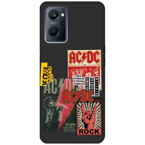 Матовый чехол AC/DC Stickers для Realme 9i / Рилми 9и с 3D эффектом черный матовый чехол cute stickers для realme 9i рилми 9и с 3d эффектом черный