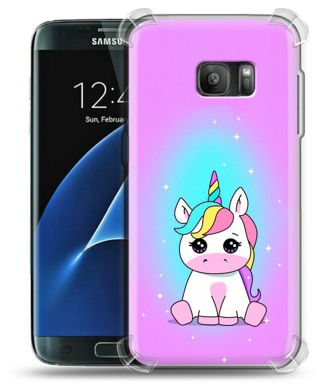 Дизайнерский силиконовый с усиленными углами чехол для Самсунг S7 / Samsung Galaxy S7 Единорог