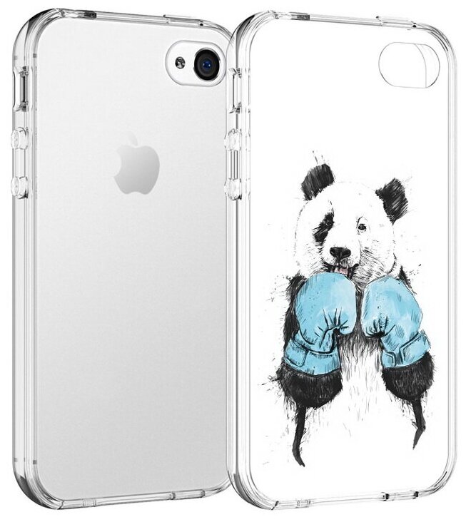 Чехол задняя-панель-накладка-бампер MyPads панда боксер для iPhone 4/4S противоударный