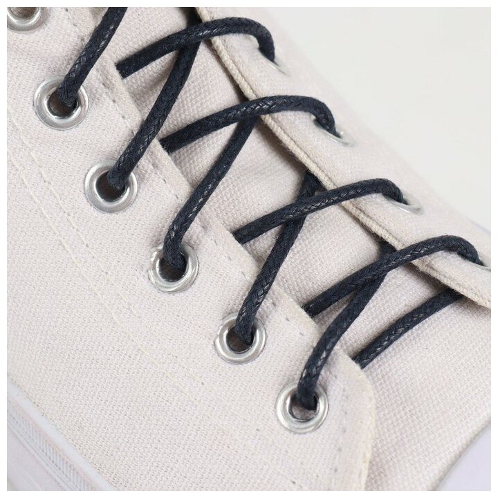 Шнурки для обуви хлопковые вощеные круглые ХВ_2,5/205_60см.(205_т. синий), ХВ_2,5/205_60см