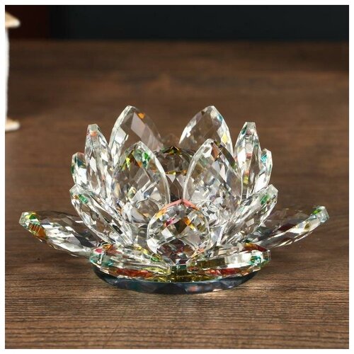 Сувенир Лотос-кристалл трехъярусный - зелёная радуга UBenefit