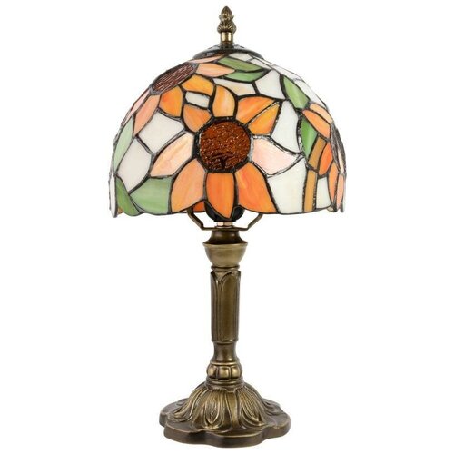 Винтажная настольная лампа Тиффани с абажуром, светильник для комнаты, кухни, спальни GSMIN OTx1 диаметр 20см высота 35 см (Дизайн 12)