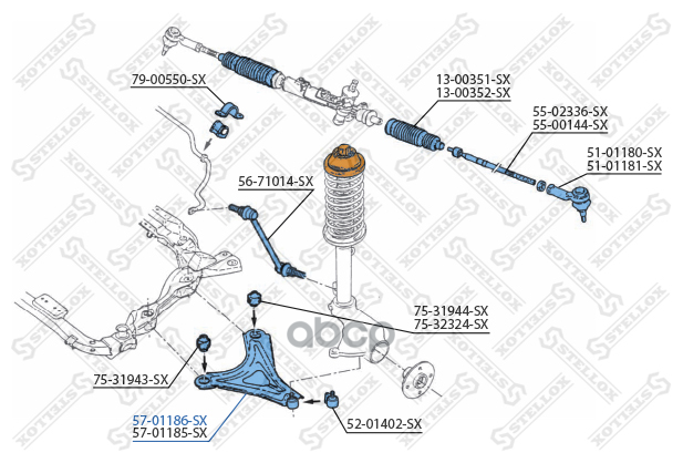 STELLOX 5701186SX 57-01186-SX_рычаг нижний левый! Ford Mondeo all 93-00