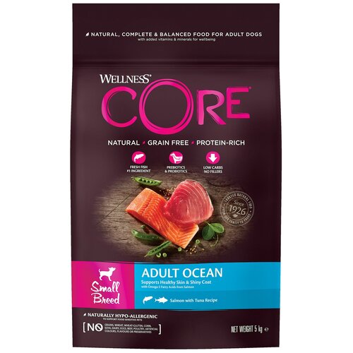 Сухой корм для взрослых собак мелких пород Wellness Core Small Breed Ocean из лосося с тунцом 5 кг.