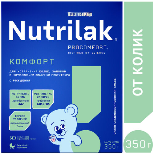 Смесь Nutrilak Premium Комфорт, с рождения, 350 г смесь nutrilak premium соя с рождения 350 г