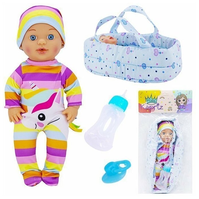 Пупс Miss Kapriz 1808K-H-21MK в переноске в пак.