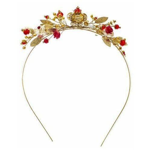 Ободок венок Андерсен Шамаханская царица карнавальная королевская корона золотая с камнями