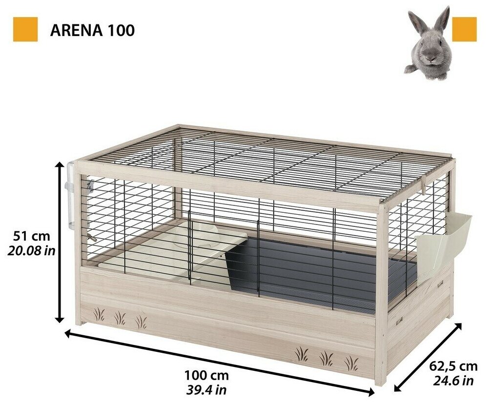 Ferplast клетка ARENA 100 NERA для морских свинок и кроликов, деревянная (100х62х51 см) - фото №10