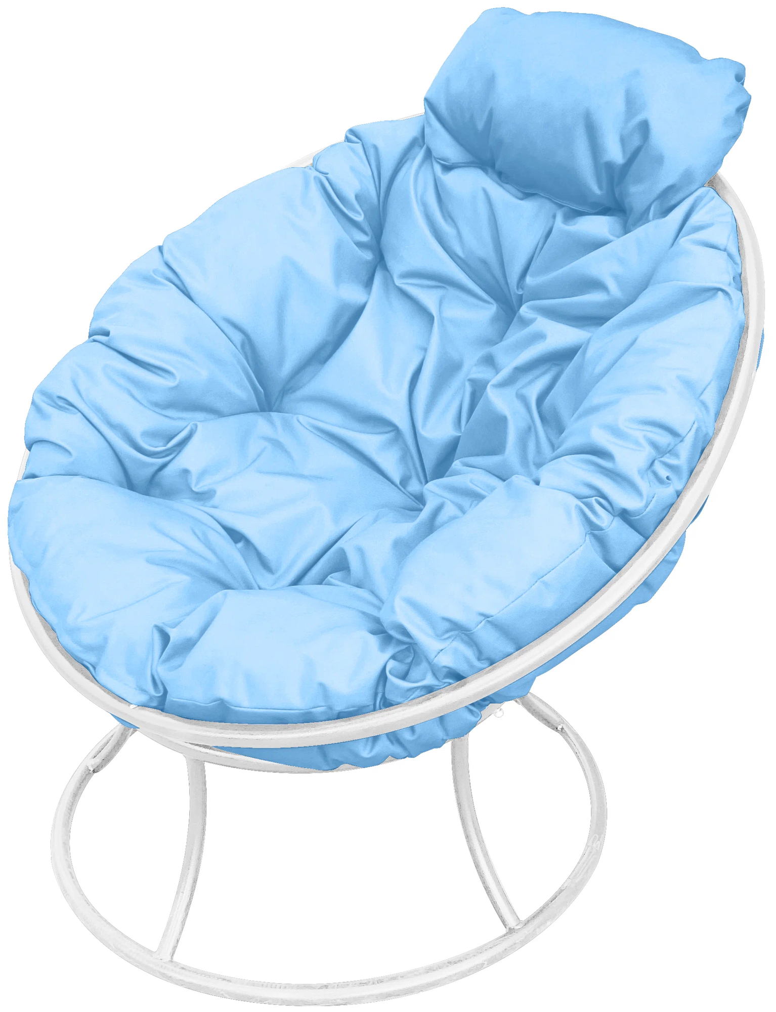 Кресло m-group папасан мини белое, голубая подушка - фотография № 1