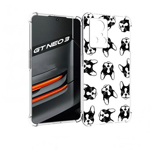 Чехол задняя-панель-накладка-бампер MyPads черно белые собачки для OPPO Realme GT Neo3 противоударный