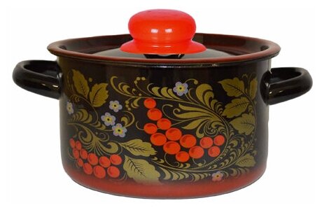 фото Кастрюля 1,5 л "Рябина" цил. красная с подп. (Северсталь-эмаль арт. 1с15я/5 ЭМЧ)