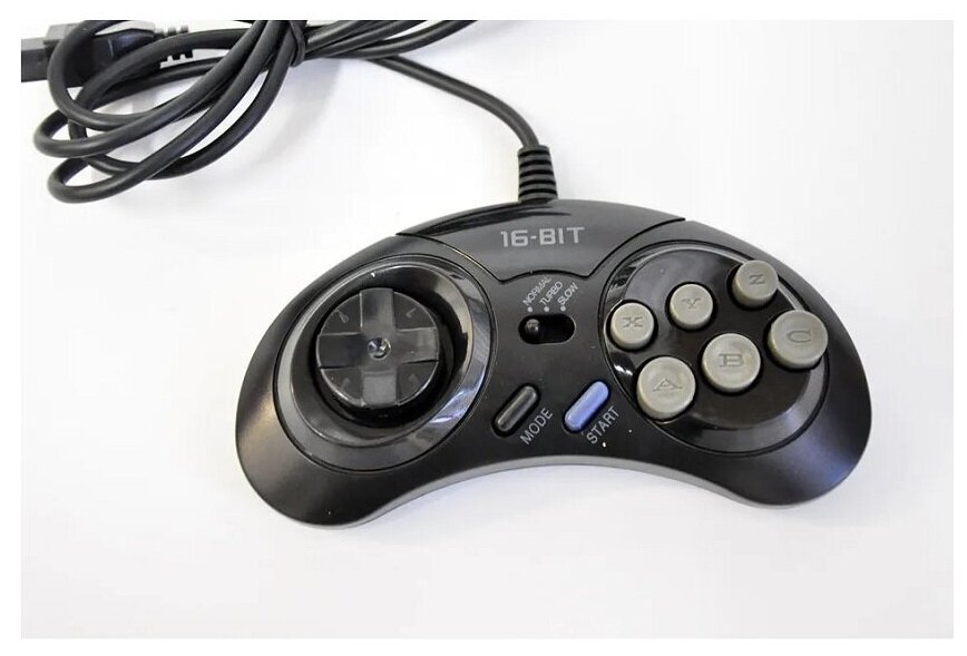 Джойстикгеймпадконтроллер Turbo для игровой приставки Sega 9pin 16 bit узкий разъем черный