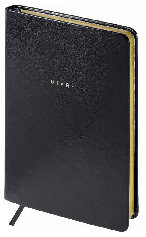 Ежедневник недатированный A5 136 листов, кожзам, OfficeSpace "Windsor ", черный, золотой срез