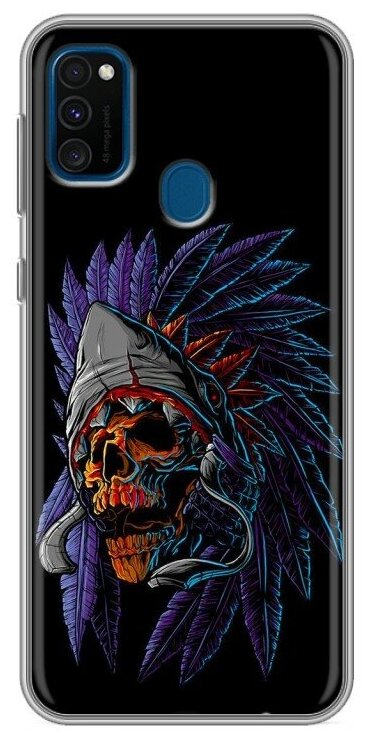 Дизайнерский силиконовый чехол для Самсунг Гэлакси М21 / Samsung Galaxy M21 Череп индейца