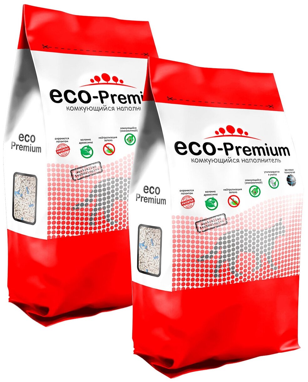 ECO-PREMIUM BLUE наполнитель древесный комкующийся для туалета кошек без запаха синий (1,9 + 1,9 кг)