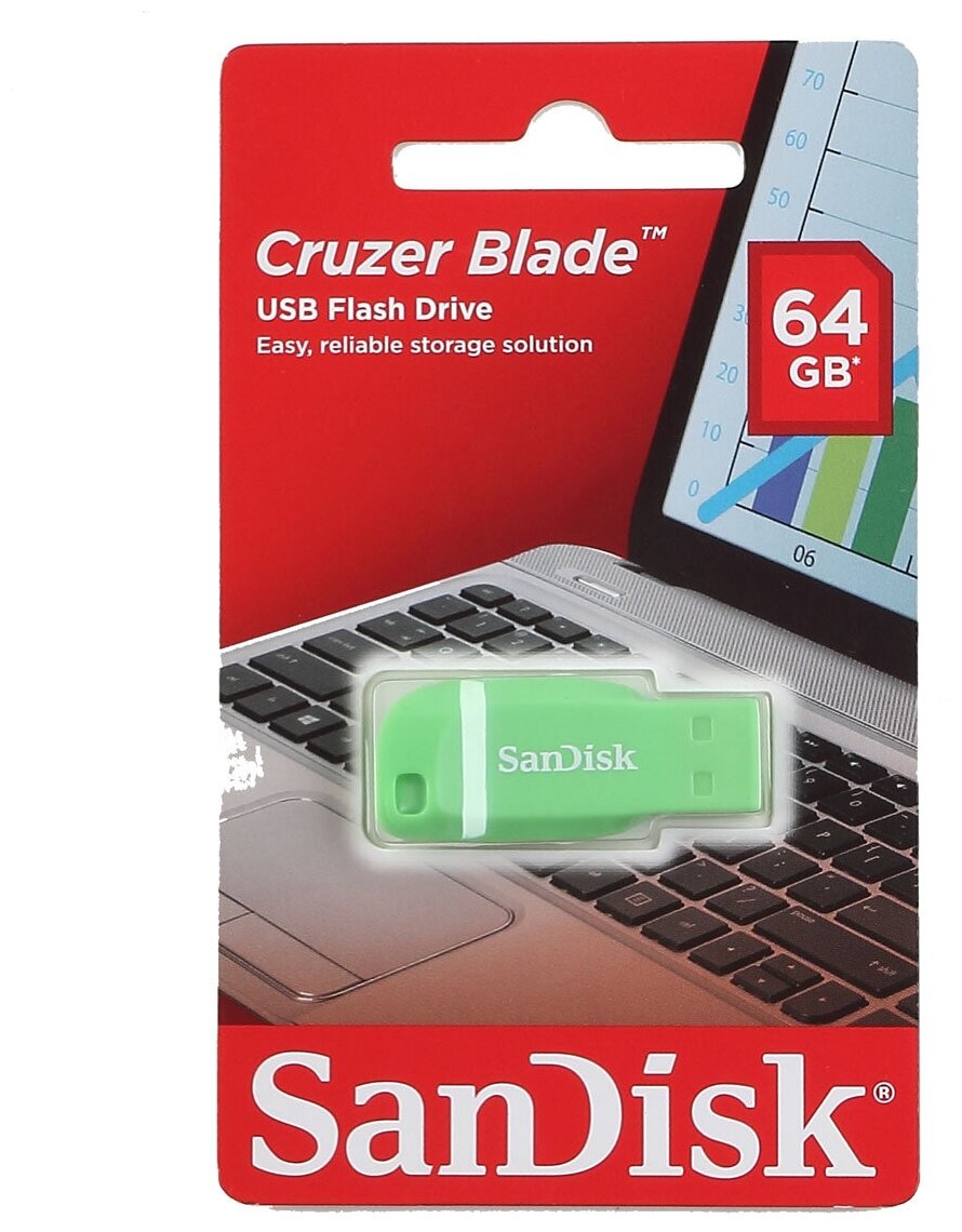 Флеш-память USB 64 Gb SanDisk CZ50 Cruser Blade, USB 2.0 Green - 1 шт.