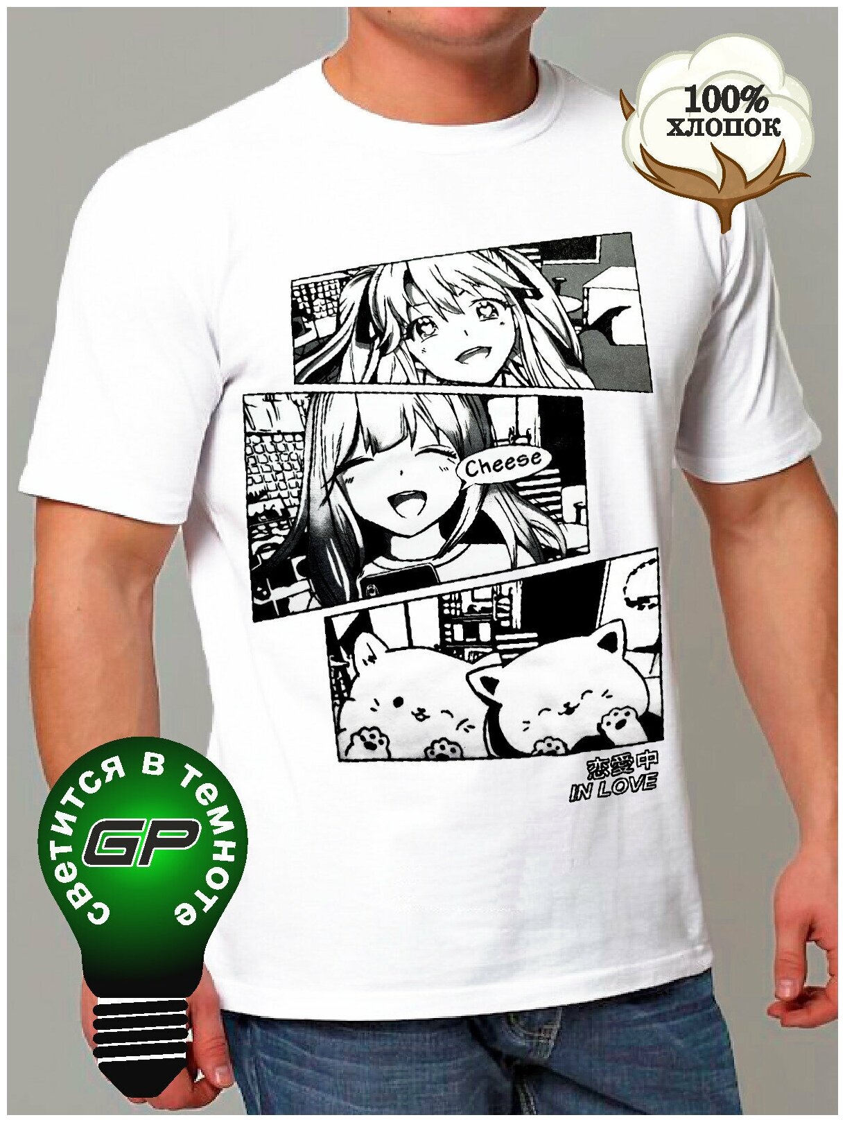 фото Футболка Аниме Ахегао Вайфу кот