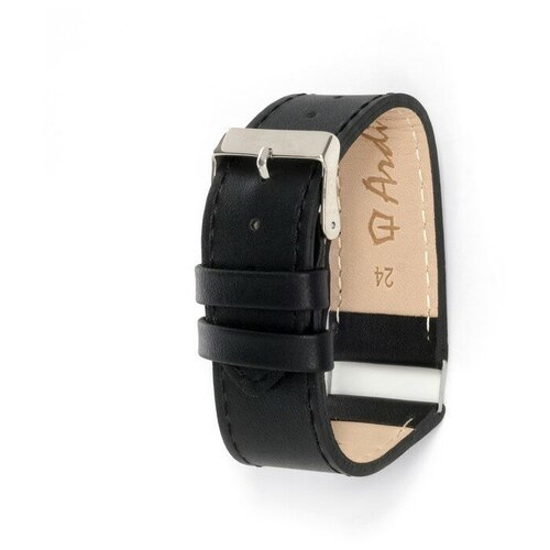 фото Ремешок для часов, 24 мм, запряжник 75 мм, горт 115 мм, натуральная кожа, черный straps