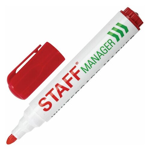 Маркер стираемый для белой доски красный STAFF Manager WBM-491 5 мм с клипом, 24 шт staff маркер для доски manager синий 1 шт