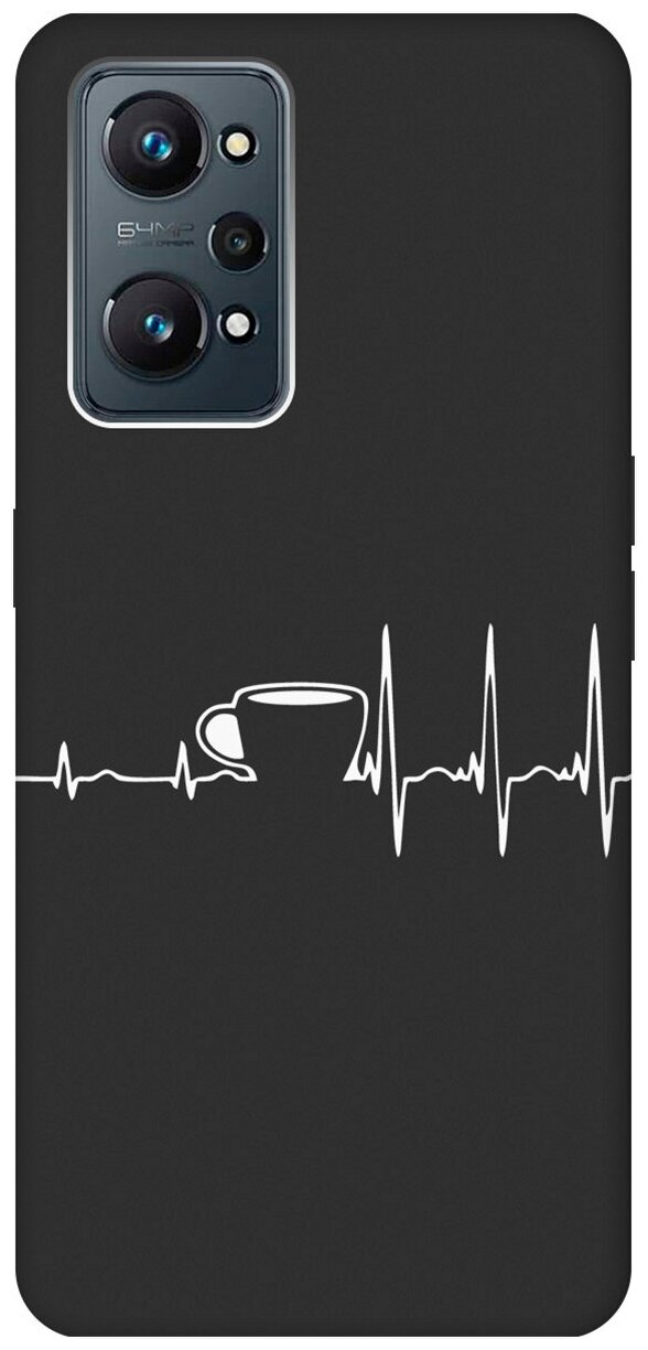 Матовый чехол Coffee Cardiogram W для Realme GT Neo 2 / Рилми ГТ Нео 2 с 3D эффектом черный