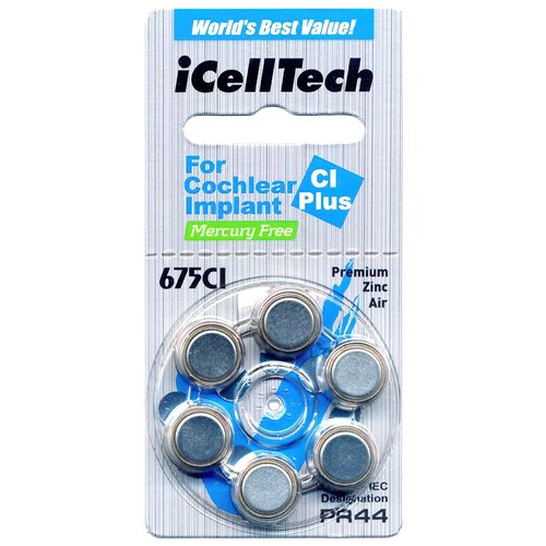 Батарейки для кохлеарных имплантов iСelltech 675 CI (6 штук)