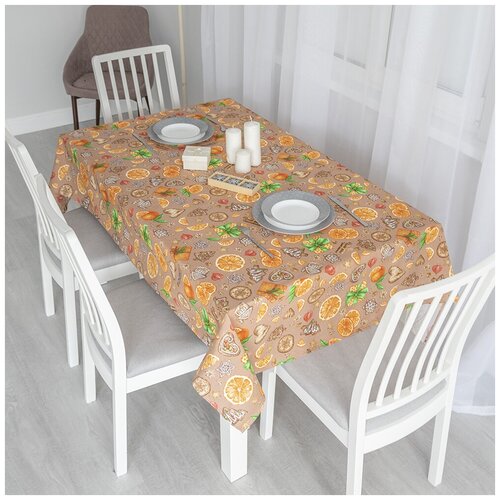 Скатерть Вселенная Текстиля, рогожка 12214/2 Цитрус цвет бежевый 150/190