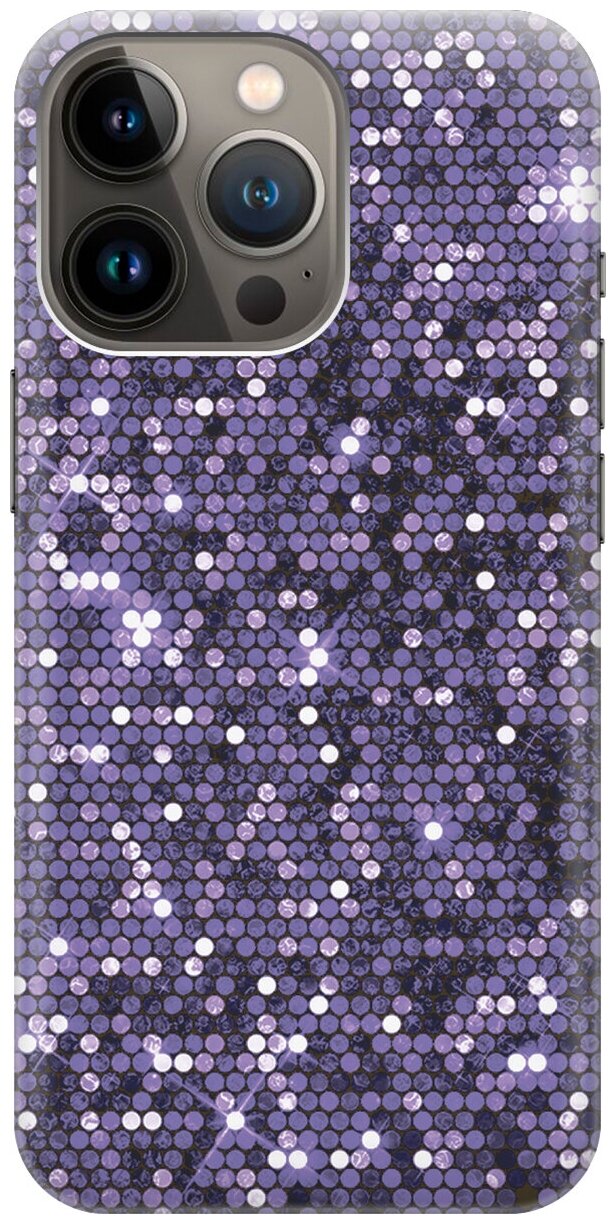 Силиконовый чехол на Apple iPhone 14 Pro / Эпл Айфон 14 Про с эффектом блеска "Сиреневые пайетки"