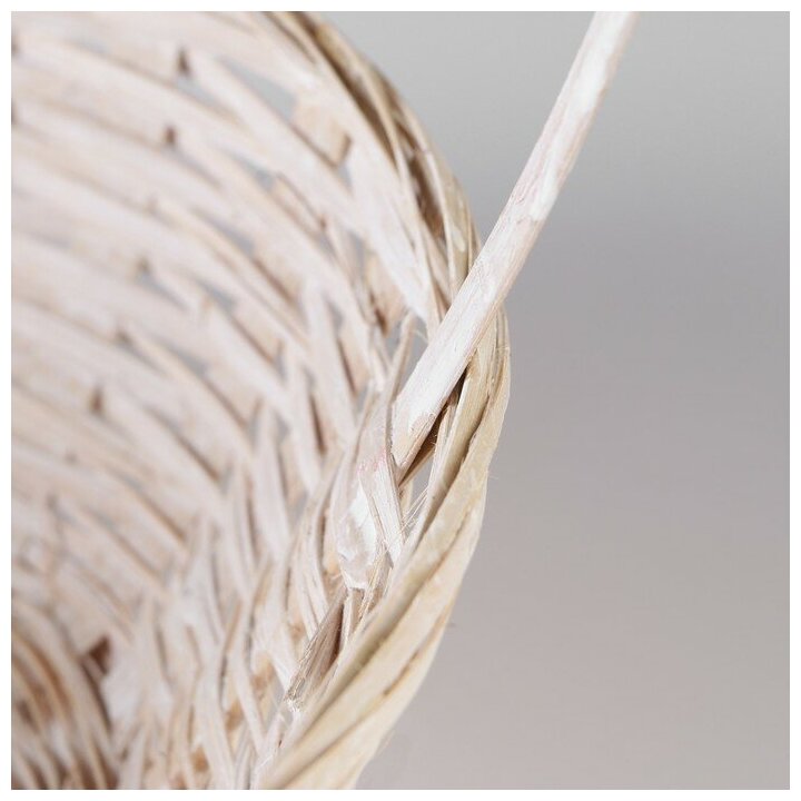 Корзина плетеная, 19x5 см, белый, бамбук - фотография № 3
