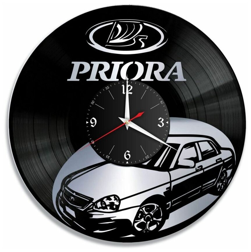 Часы из винила Redlaser "Лада Приора (Priora), Lada Priora" VW-12132-2