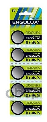 Батарейка Литиевая Ergolux Lithium Таблетка 3v Упаковка 1 Шт. Cr2025-Bp5 ERGOLUX арт. 12050