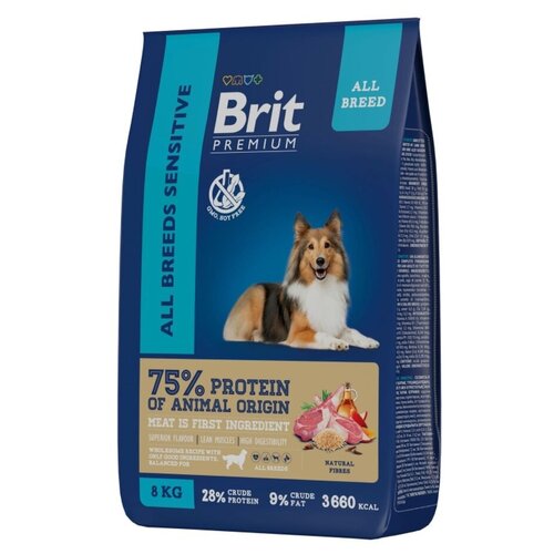 Brit Premium Dog Sensitive 8кг х 2шт ягненок и индейка для взрослых собак всех пород с чувствительным пищеварением