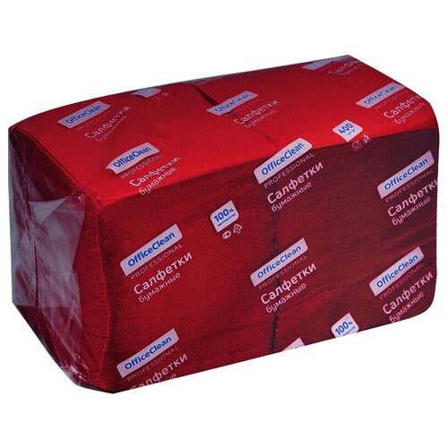 салфетки бумажные officeclean profi pack 1 слойн 24 24см красные 400шт Салфетки бумажные OfficeClean Professional Profi Pack, 1 слойн, 24*24см, бордо, 400шт. (арт. 255445)