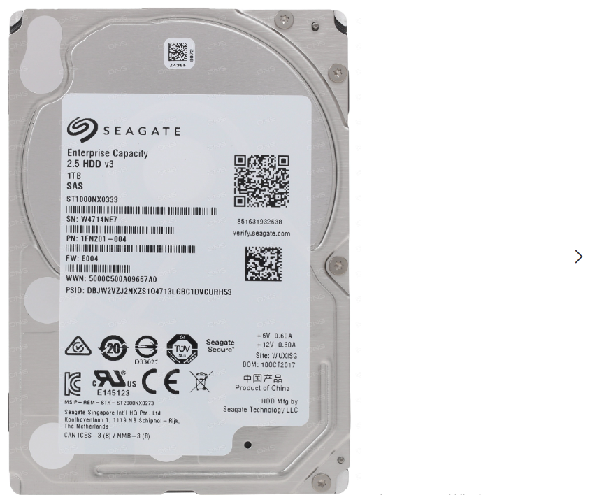 Жесткий диск SEAGATE Enterprise Capacity , 1Тб, HDD, SAS 3.0, 2.5" - фото №2