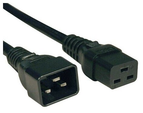 Кабель питания Hyperline IEC 320 C19 - IEC 320 C20 (3x1.5), 16A, прямая вилка, 0.5м, цвет черный