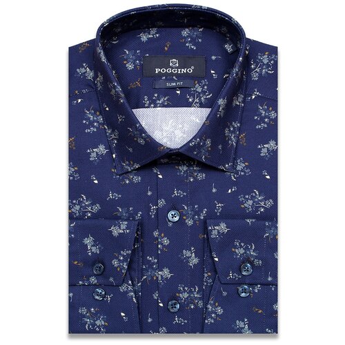 Рубашка Poggino 7012-14 цвет темно синий размер 48 RU / M (39-40 cm.)