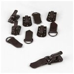 Крючки пришивные, металлические, для верхней одежды, 5 × 1,5 см, 6 шт, цвет коричневый - изображение