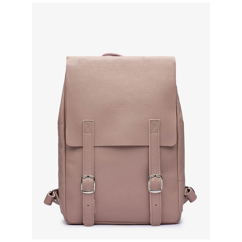 фото Бежево-розовый рюкзак кожаный с отделением для ноутбука lokis