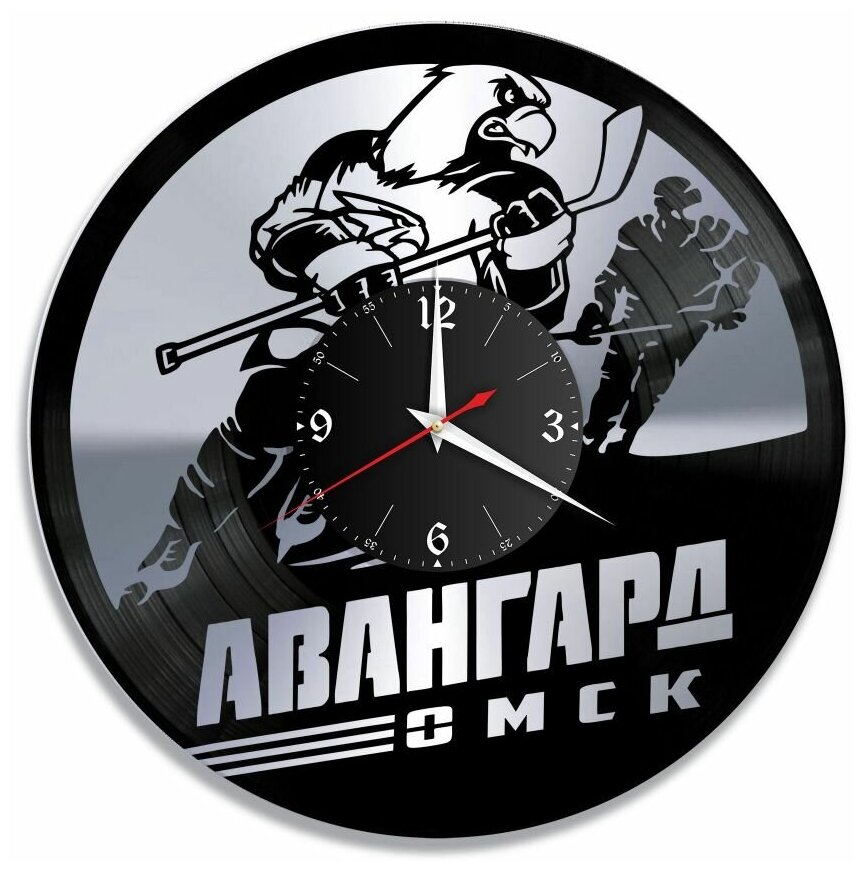 Часы из винила Redlaser "ХК Авангард Омск, хоккеисты, логотип клуба Авангард" VW-10838-2