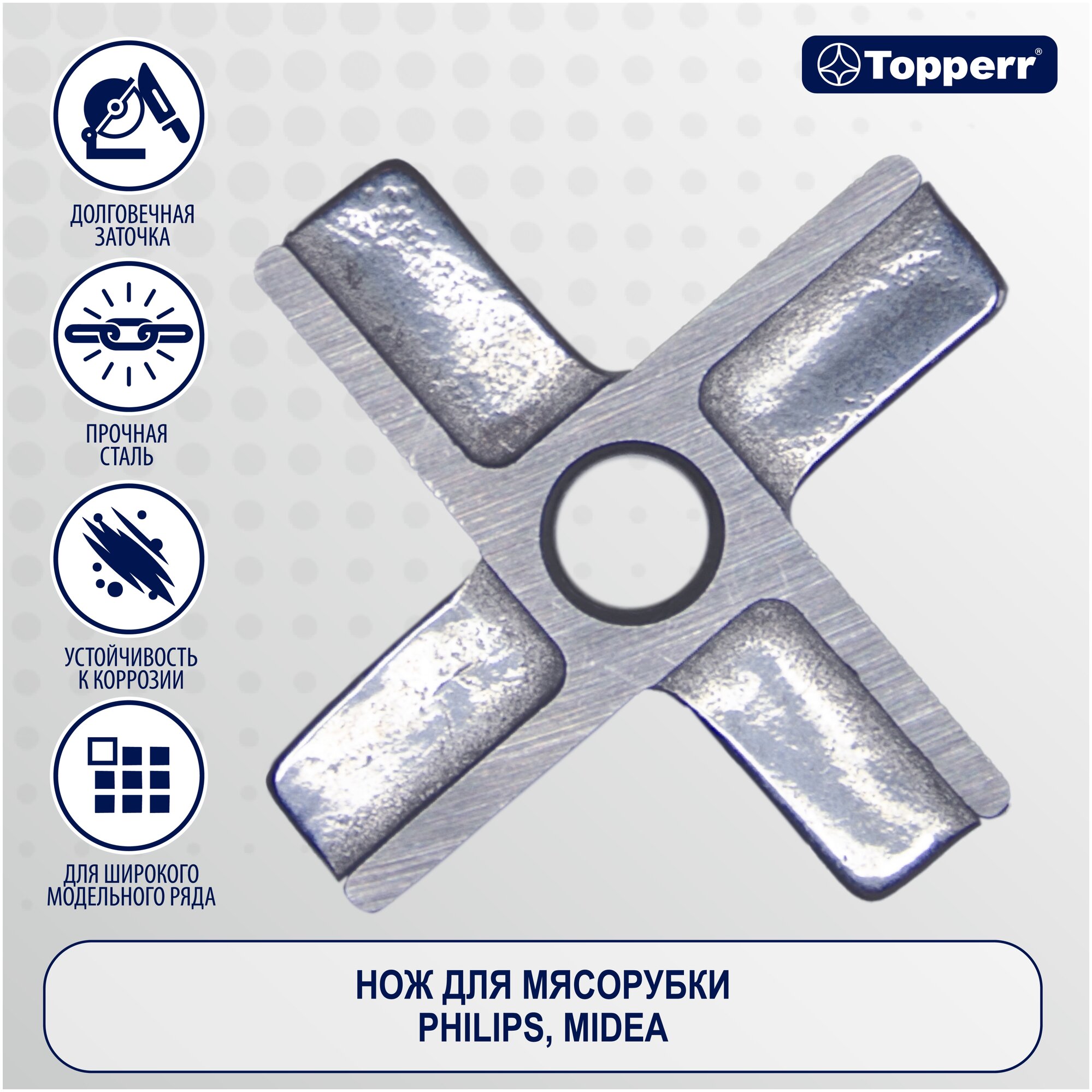 Topperr Нож для мясорубки Philips, Midea, 1615