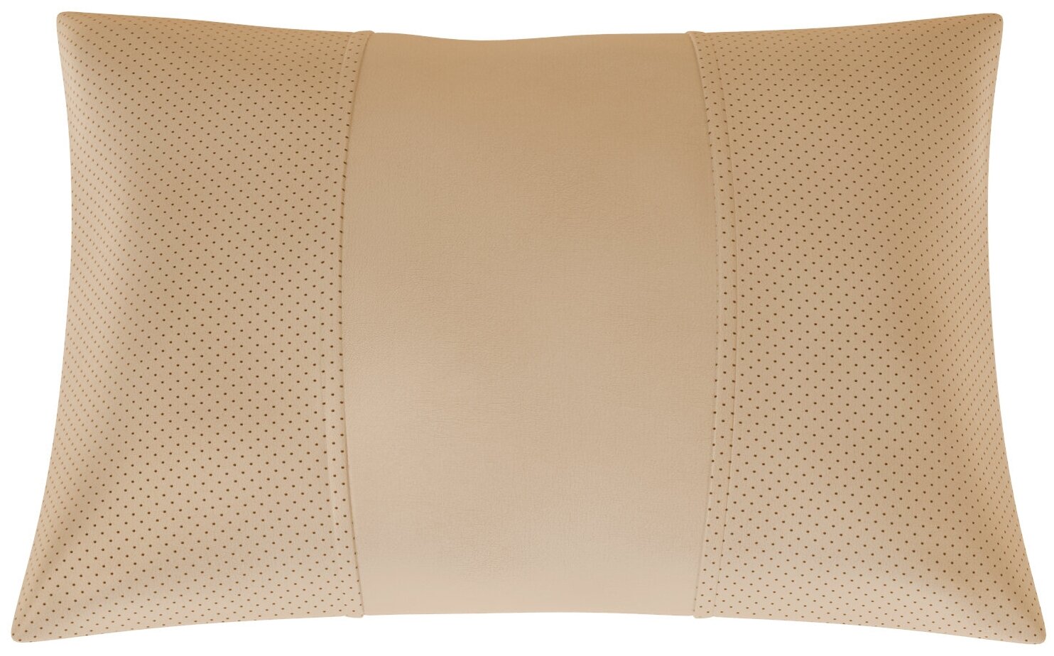 Автомобильная подушка для KIA Optima (Киа Оптима). Экокожа. Середина: бежевая гладкая экокожа. Боковины: бежевая экокожа с перфорацией. 1 шт.
