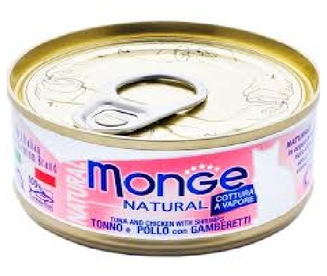 Monge Cat Natural консервы для кошек тунец с курицей и креветками 80г - фотография № 2
